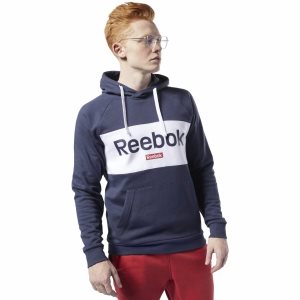 Bluza Z Kapturem Męskie Reebok Training Essentials Linear Logo Granatowe PL 23TAFWI